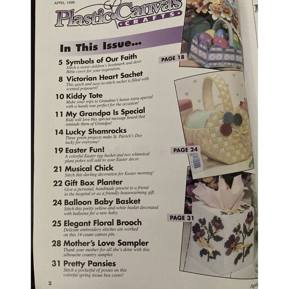 Plastic Canvas Crafts Magazine April 1996, 16 projects St. Patrick's Day Easter - Picture 8 of 8